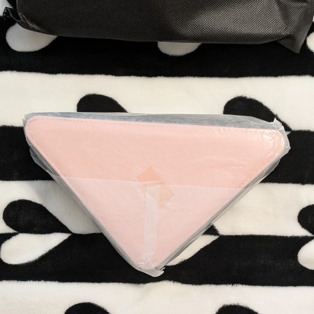 New Prada Beauty Pouch With Dust Bag Cosmetic Bag Pink Black Triangle Zipper Bag - Picture 4 of 11